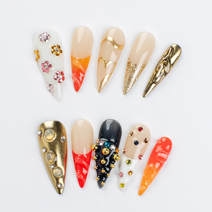 Dazzling Maiden (Long Stiletto) Press on Handmade Nails