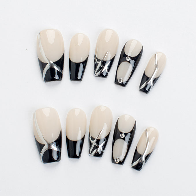 Jetliner (Medium Coffin) Press on Handmade Nails