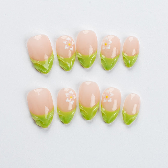 Wild Avocado (Short Almond) Press on Handmade Nails