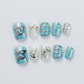 Stargazer Blue (Short Square) Press on Handmade Nails