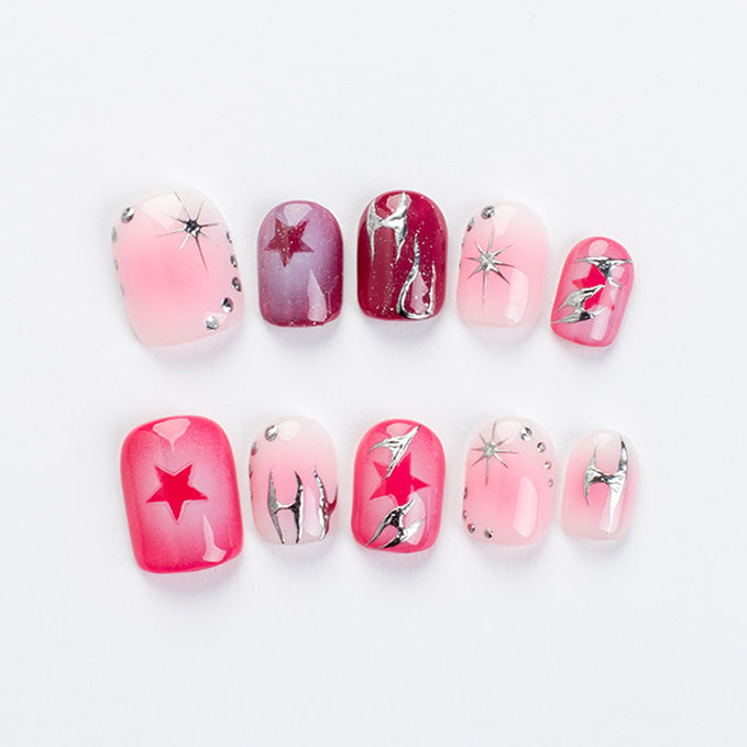 Fancy Flamingo (Short Square) Press on Handmade Nails