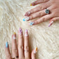 Garden Party Delight (Medium Almond) Handmade Press on Nails