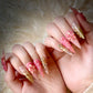 Golden Hibiscus Glow (Long Stiletto) Press on Handmade Nails
