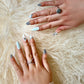 Frosted Petal French (Medium Almond) Press on Handmade Nails