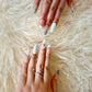 Frosted Petal French (Medium Almond) Press on Handmade Nails