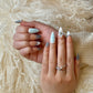 Frosted Petal French (Medium Almond) Press on Handmade Nails
