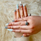 Frosted Petal French (Medium Almond) Press on Handmade Nails