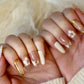Nude Floral (Medium Almond) Press on Handmade Nails