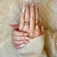 Nude Floral (Medium Almond) Press on Handmade Nails