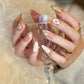 Nude Floral (Medium Almond) Press on Handmade Nails