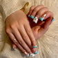 Aqua Daisy Breeze (Short Duck) Press on Handmade Nails