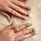 Aqua Daisy Breeze (Short Duck) Press on Handmade Nails