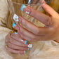 Aqua Daisy Breeze (Short Duck) Press on Handmade Nails
