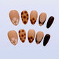 Mocha Blossom (Short Almond) Handmade Press on Nails