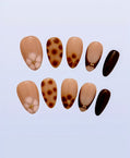 Mocha Blossom (Short Almond) Handmade Press on Nails