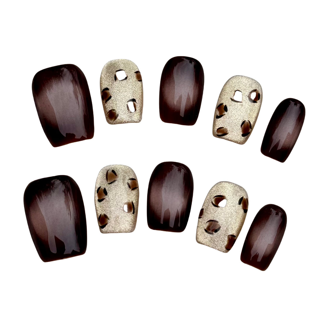 Mocha Leopard (Short Square) Handmade Press on Nails