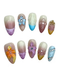 Garden Party Delight (Medium Almond) Handmade Press on Nails