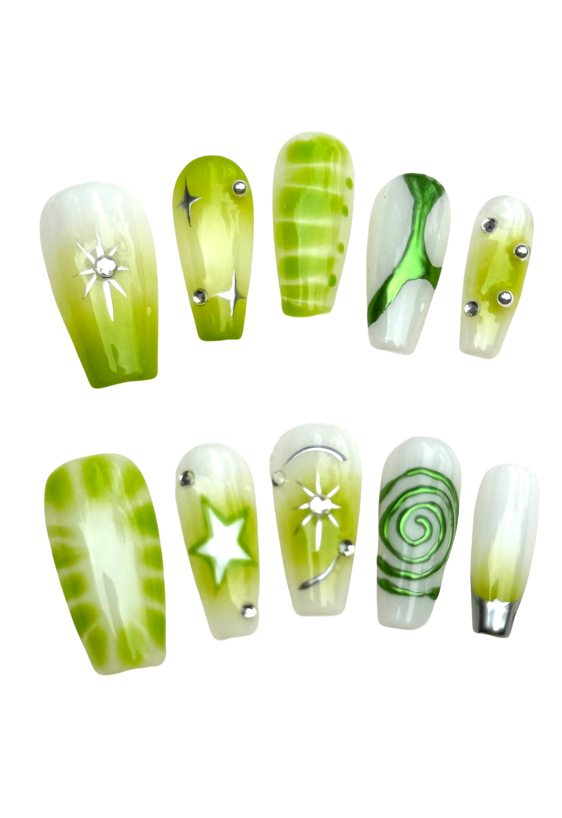 Electric Lime Pop (Medium Coffin) Handmade Press on Nails
