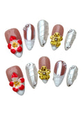 Tropical Bloom (Medium Almond) Handmade Press on Nails