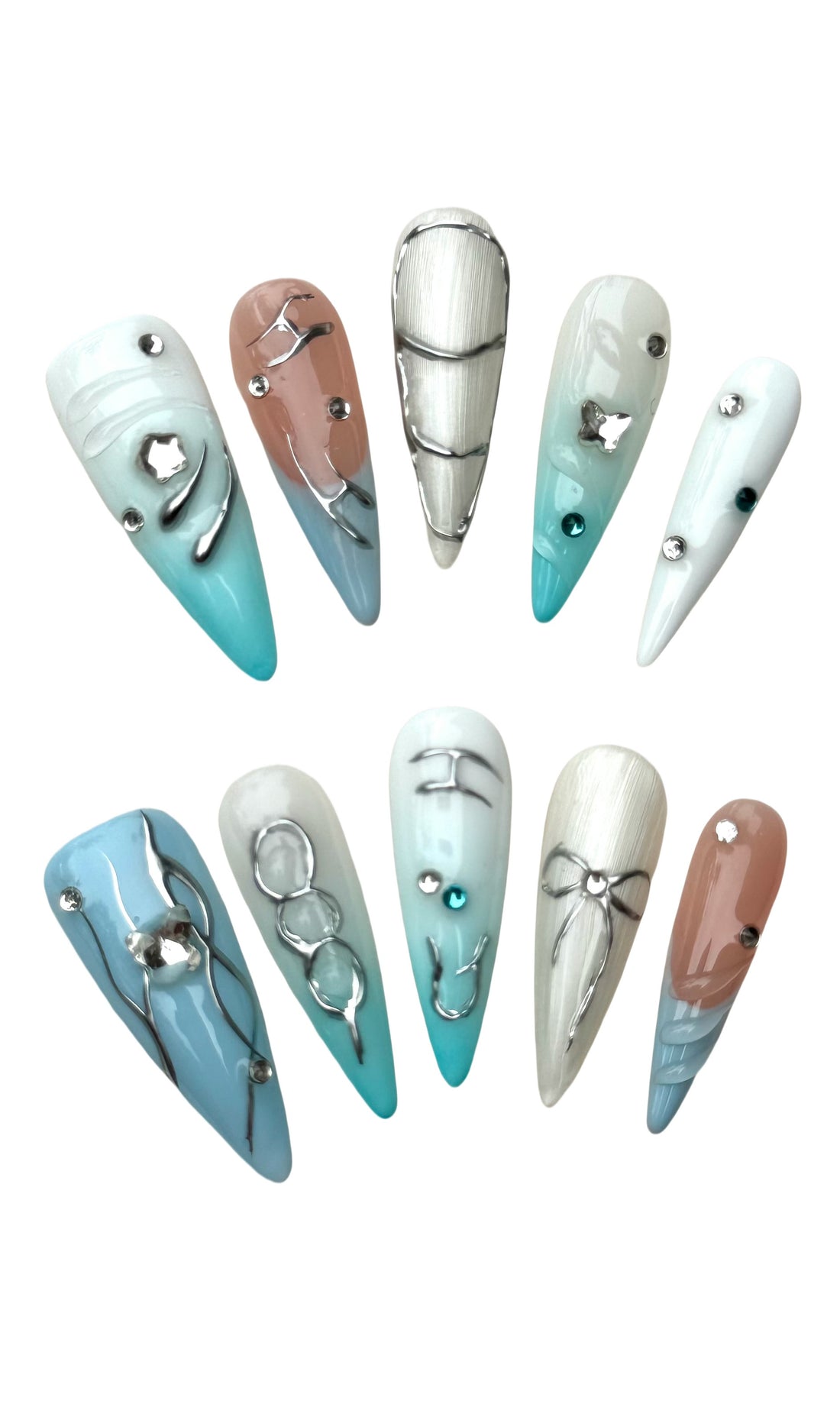 Frosted Mirage (Long Stiletto) Handmade Press on Nails