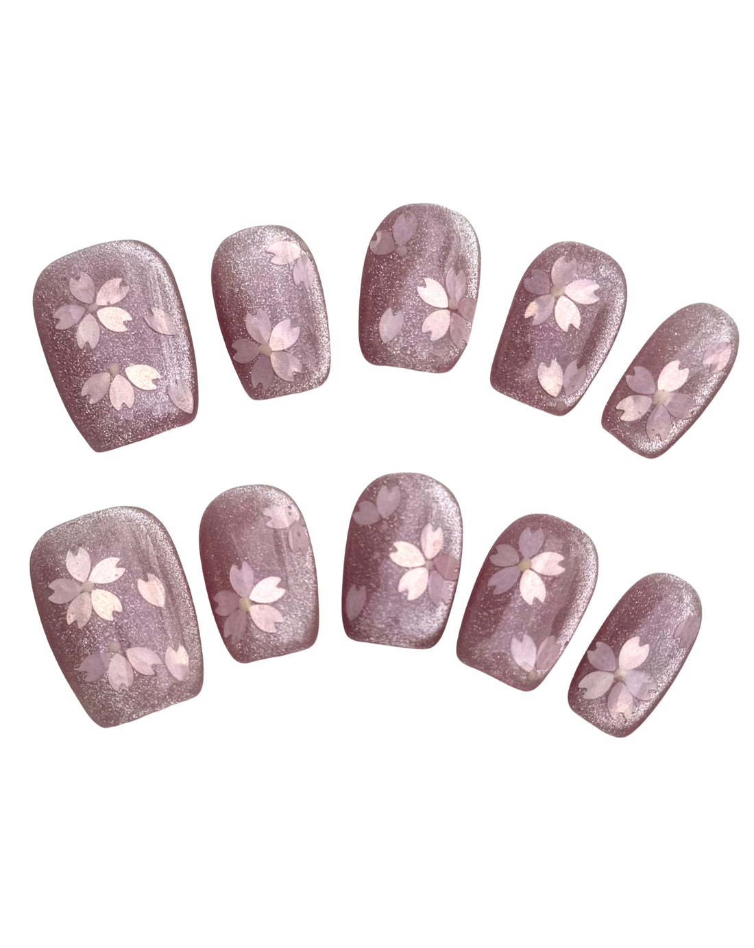 Sakura Shimmer (Short Square) Handmade Press on Nails