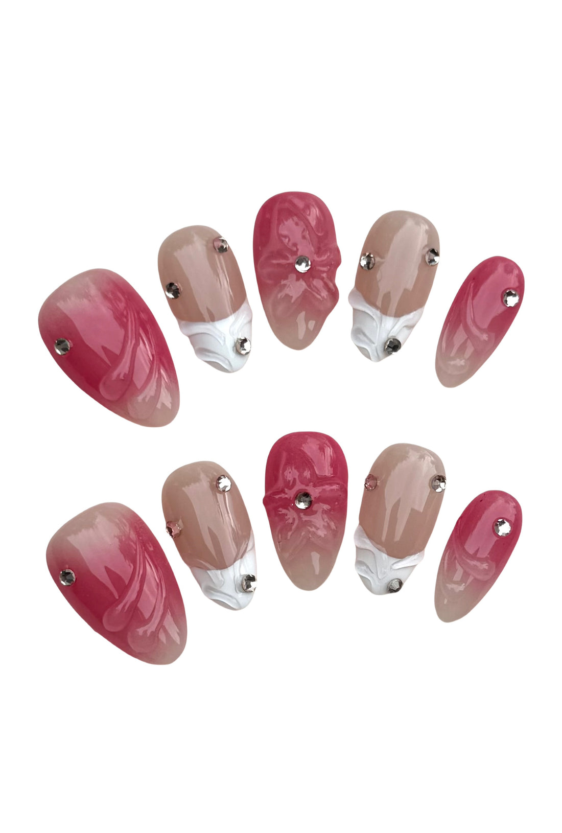 Raspberry Dream (Short Almond) Handmade Press on Nails