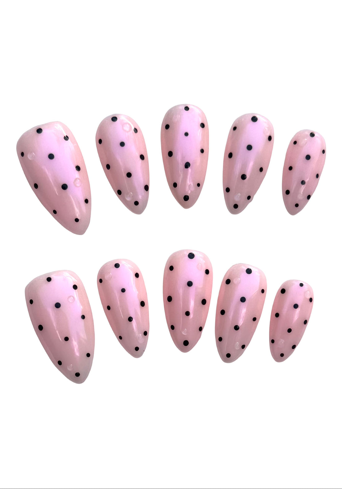 Pink Polka Dots (Medium Almond) Press on Handmade Nails