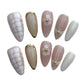 Nude Floral (Medium Almond) Press on Handmade Nails