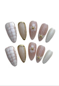 Nude Floral (Medium Almond) Press on Handmade Nails