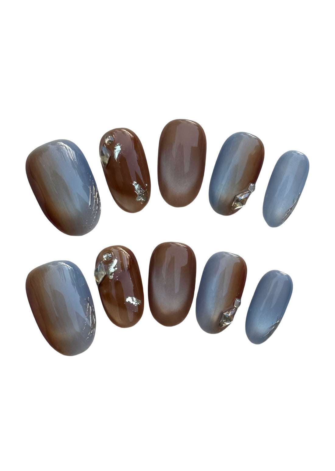 Smokey Caramel Drift (Short Oval) Press on Handmade Nails