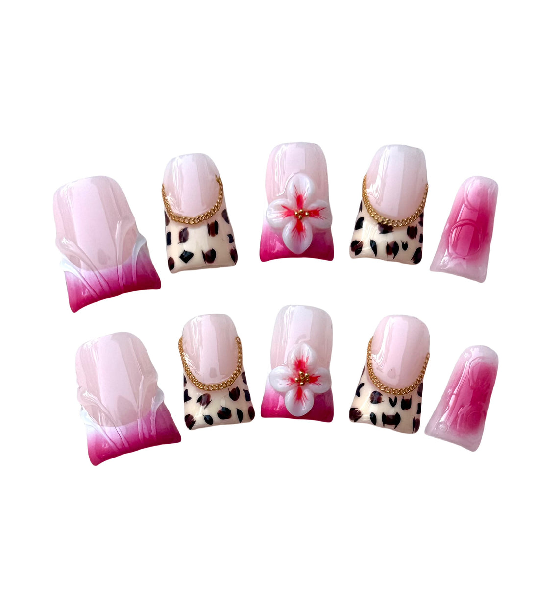 Pink Safari (Short Duck) Press on Handmade Nails