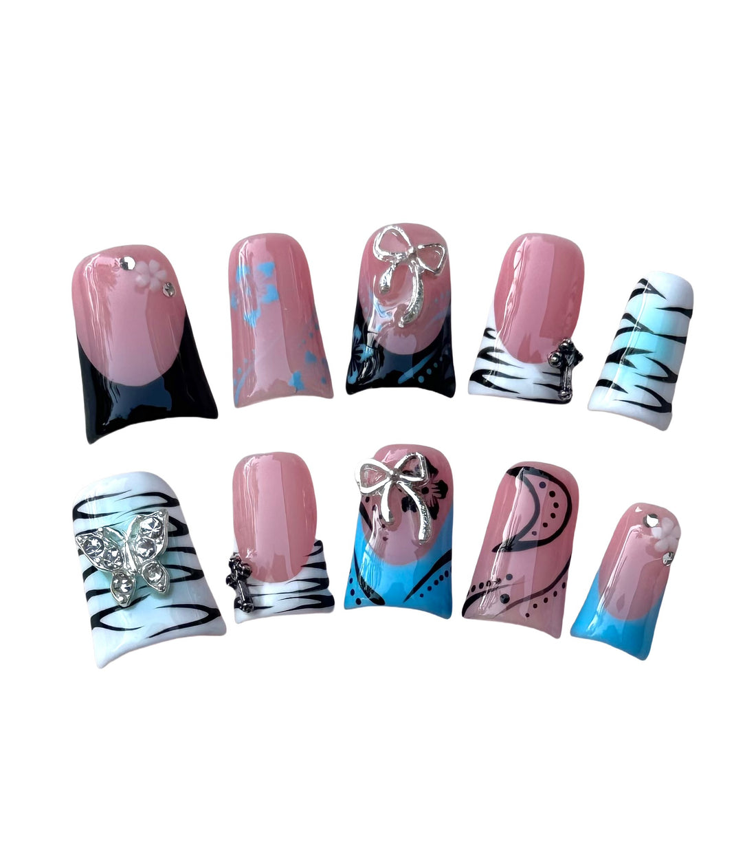 Ocean Graffiti Chic (Short Duck) Press on Handmade Nails