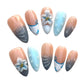 Frosted Petal French (Medium Almond) Press on Handmade Nails