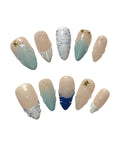Arctic Wave Frost (Medium Almond) Press on Handmade Nails