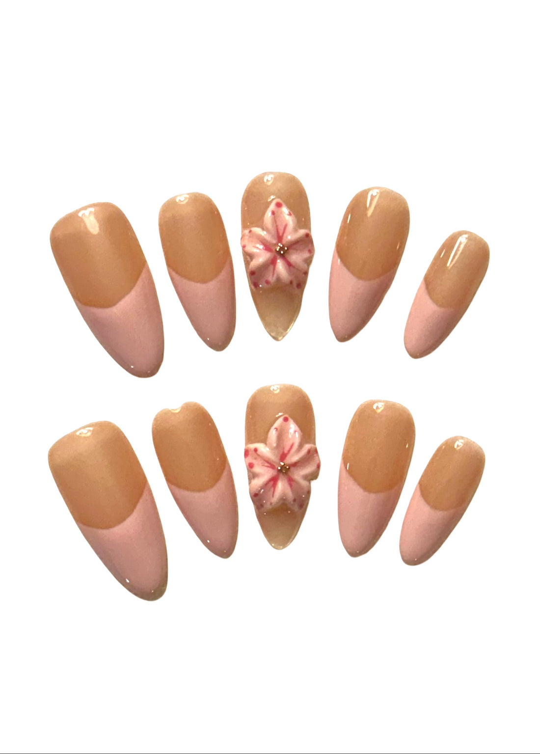 Rose Latte Petal (Medium Almond) Press on Handmade Nails