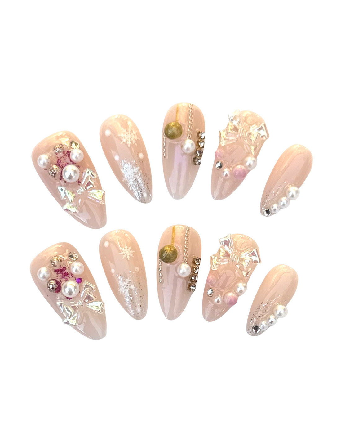 Sugar Plum Sparkle (Medium Almond) Press on Handmade Nails