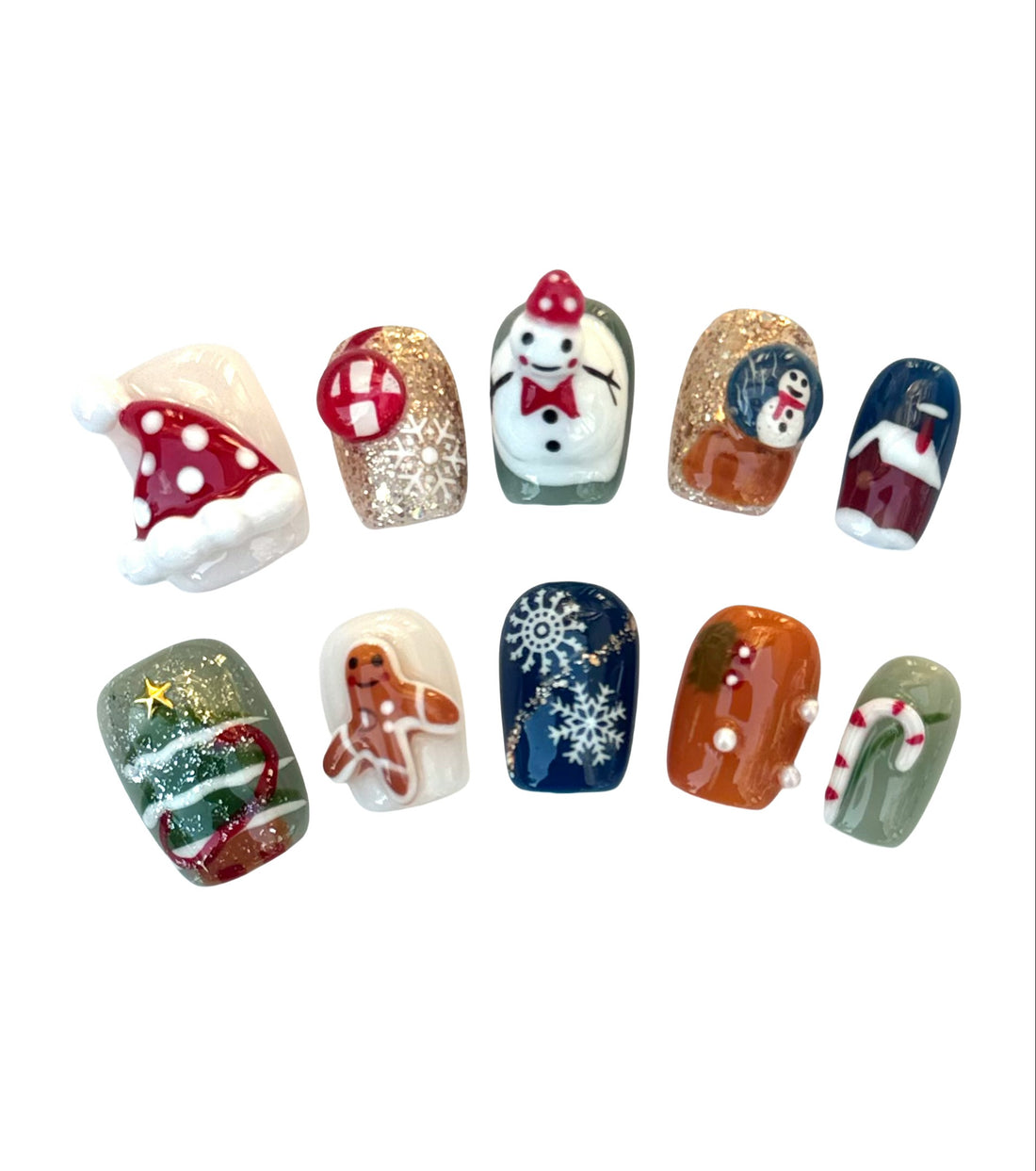 Holiday Cheer (Short Square) Press on Handmade Nails